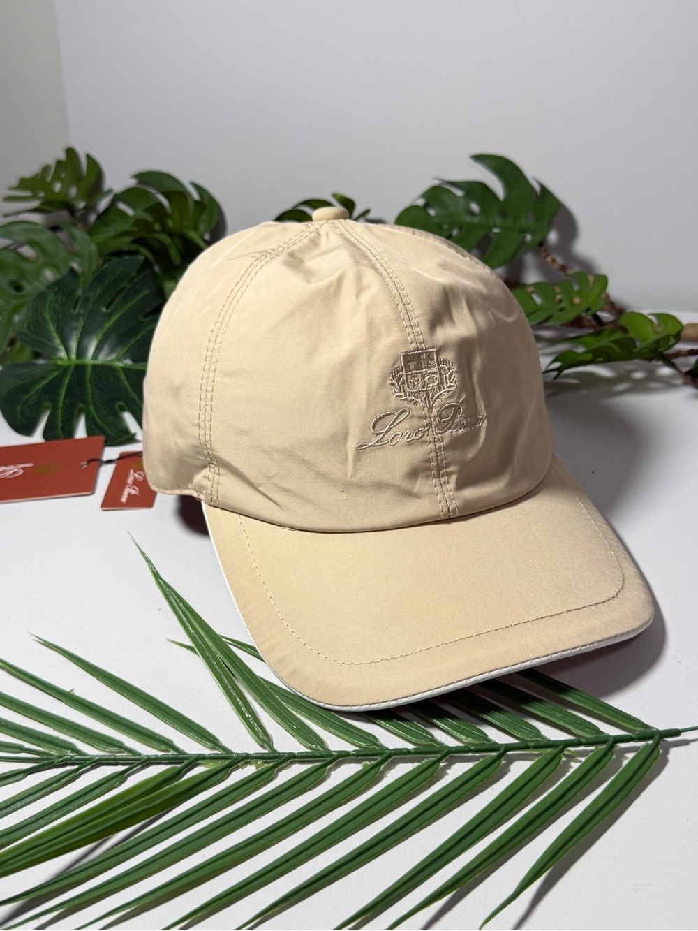 Loro Piana Sand Embroidered Crest Baseball Cap